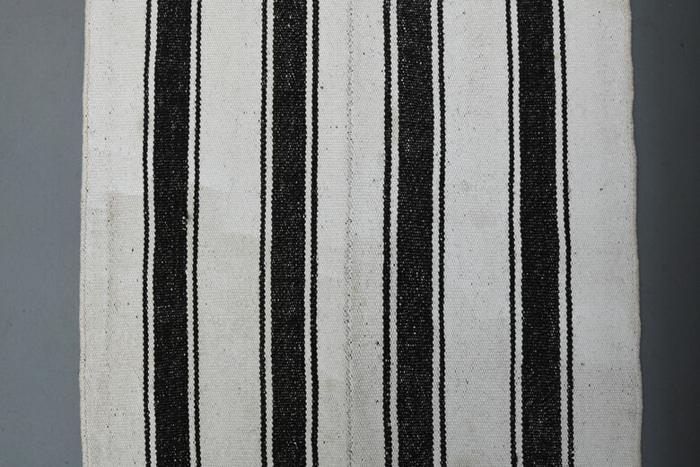 Black White Striped Kilim