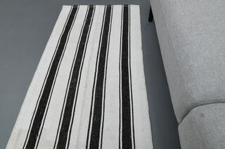 Black White Striped Kilim - Thumbnail