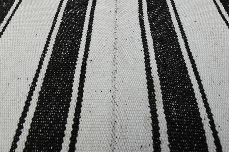 Black White Striped Kilim
