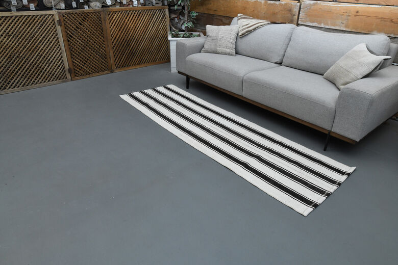 Black White Striped Kilim