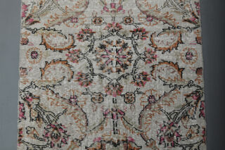 Beige Floral Vintage Turkish Rug - Thumbnail