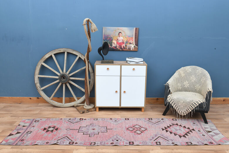 Handwoven Pink Vintage Runner