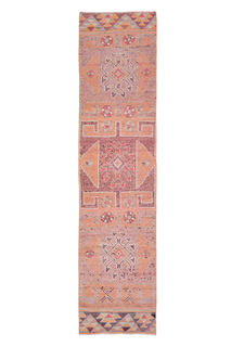 Purple Orange Vintage Turkish Rug Runner - Thumbnail