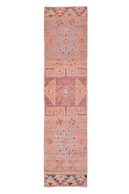 Purple Orange Vintage Turkish Rug Runner