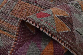 Purple Orange Vintage Turkish Rug Runner - Thumbnail