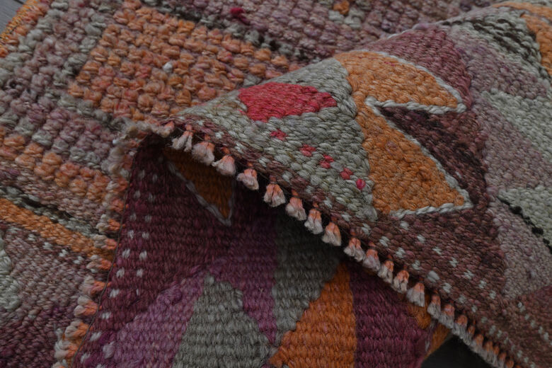 Purple Orange Vintage Turkish Rug Runner