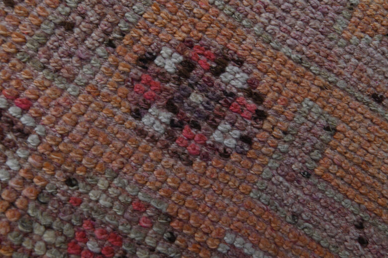 Purple Orange Vintage Turkish Rug Runner
