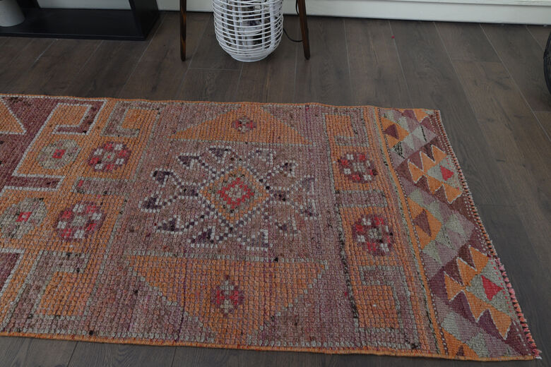 Purple Orange Vintage Turkish Rug Runner