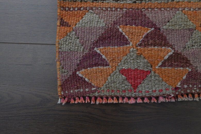 Purple Orange Vintage Turkish Rug Runner