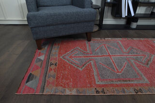 Pink Vintage Turkish Rug Runner - Thumbnail
