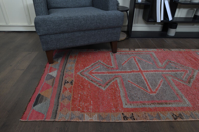 Pink Vintage Turkish Rug Runner