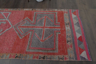 Pink Vintage Turkish Rug Runner - Thumbnail