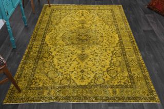 Vintage Oriental Yellow Carpet - Thumbnail
